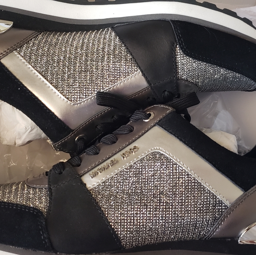 Michael Kors Billie trainer glitter chain mesh sil